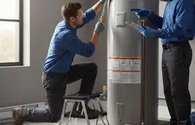 Boston, MA plumber repairing a water heater for reliable home hot water service
